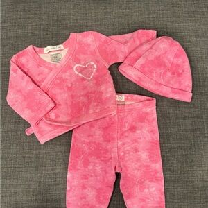 Pink Baby 3-Piece Knit Set with Heart